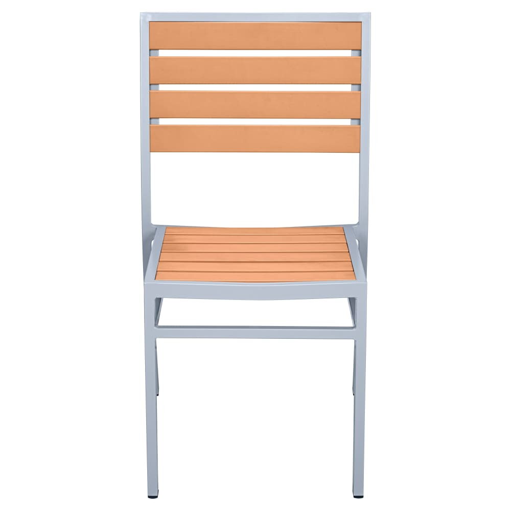 Gray Finish Patio Chair with Faux Teak